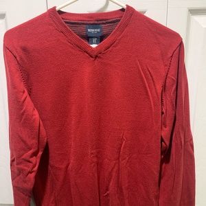 British Khaki Sweater Men's Size Large Red Pullover v-neck
